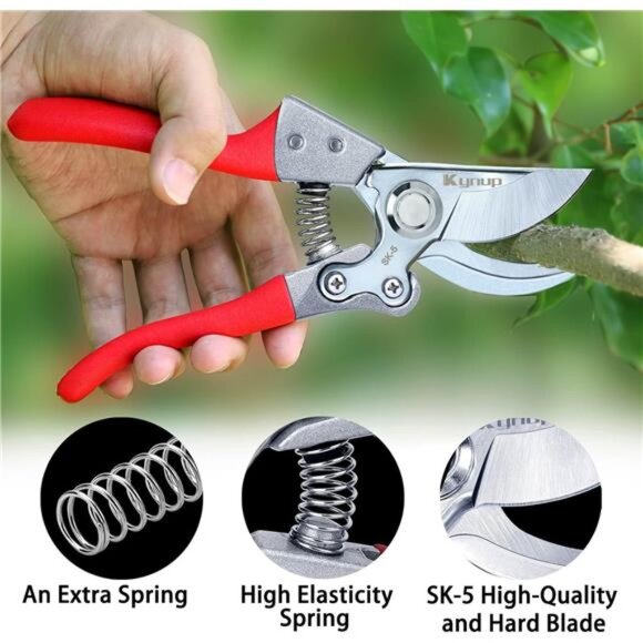 Pruning Shears, Gardening Pruners Scissors, Professional Bypass Hand Shears - Picture 2 of 7